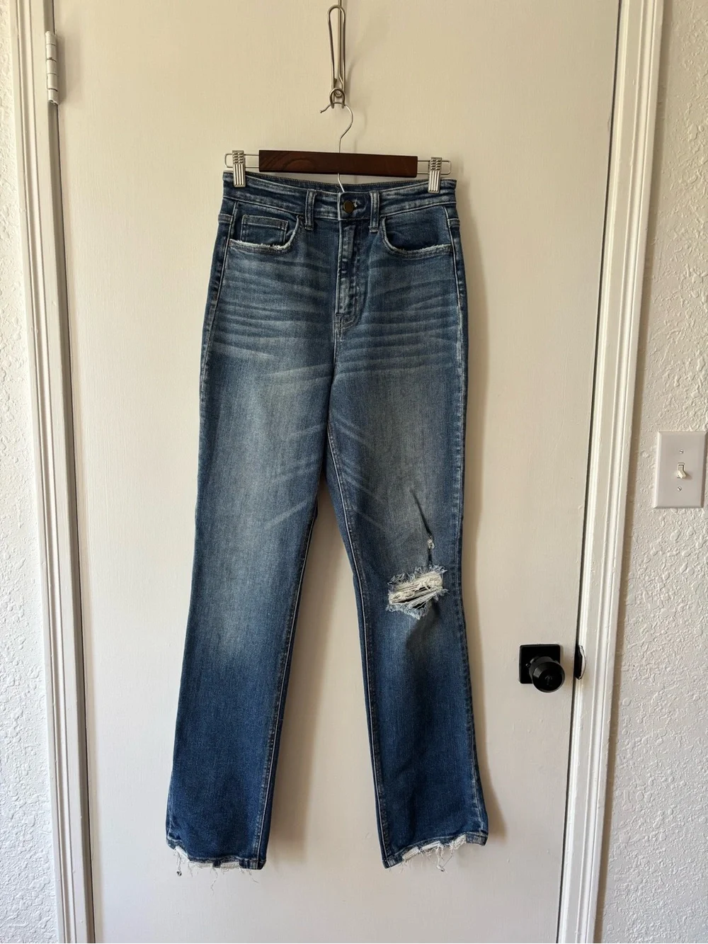 Flying Monkey Distressed Medium Blue Straight Leg Jeans